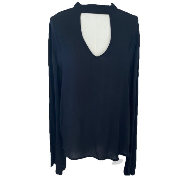 Anthropologie Cloth & Stone Cut Out Tunic Womens L Black Drapey Witchy Vamp - Picture 1 of 10